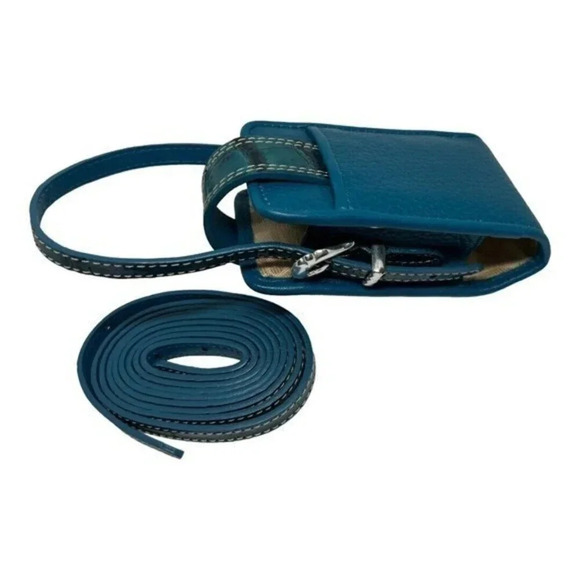 Brighton Cell Phone Holder Blue Croc Pebble Leather with 2 straps​​‎ - Picture 4 of 8